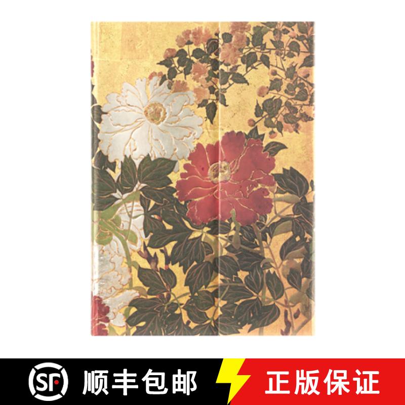 【2-3周达】Natsu MIDI Unlined Hardcover Journal, 144pg, 120gsm by Paperblanks (Rinpa Florals) [9781439796108]