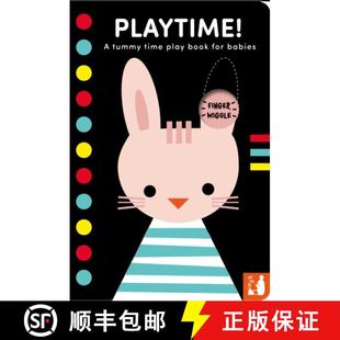 【3-4周达】Playtime!: A high-contrast fold-out tummy time book with finger wiggle holes for babies [9781739774899]
