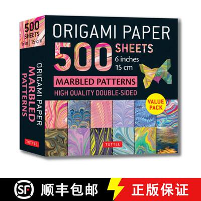 【3-4周达】Origami Paper 500 sheets Marbled Patterns 6 (15 cm): Tuttle Origami Paper: Double-Sided Or... [9780804854924]