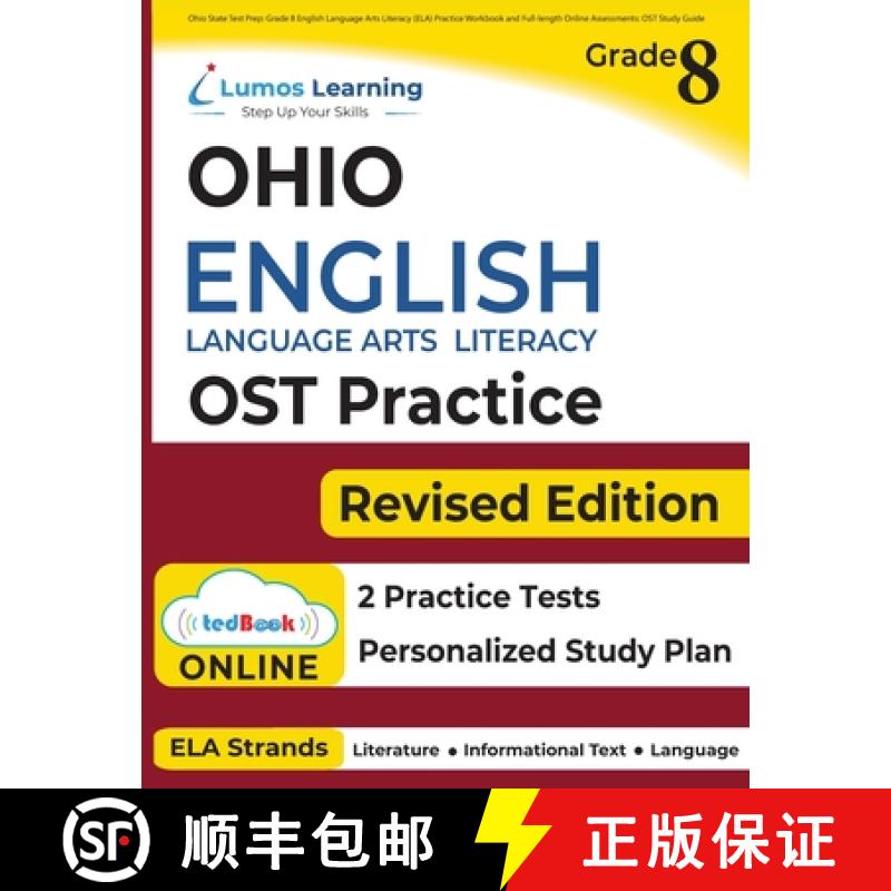 预订 Ohio State Test Prep: Grade 8 English Language Arts Literacy (ELA) Practice Workbook and Full-le... [9781945730474]