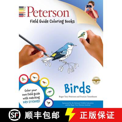 【3-4周达】Peterson Field Guide Coloring Books: Birds: A Coloring Book [With Sticker(s)] [9780544026926]