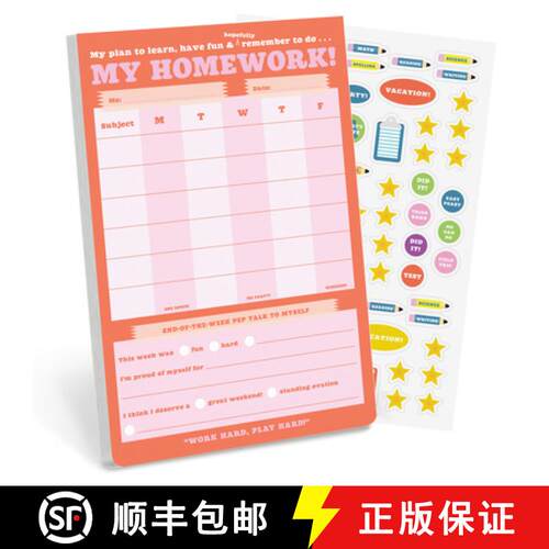 【3-4周达】My Homework Weekly Tracker Pad Can-Do Pad with Sticker Sheet [9781683495284]
