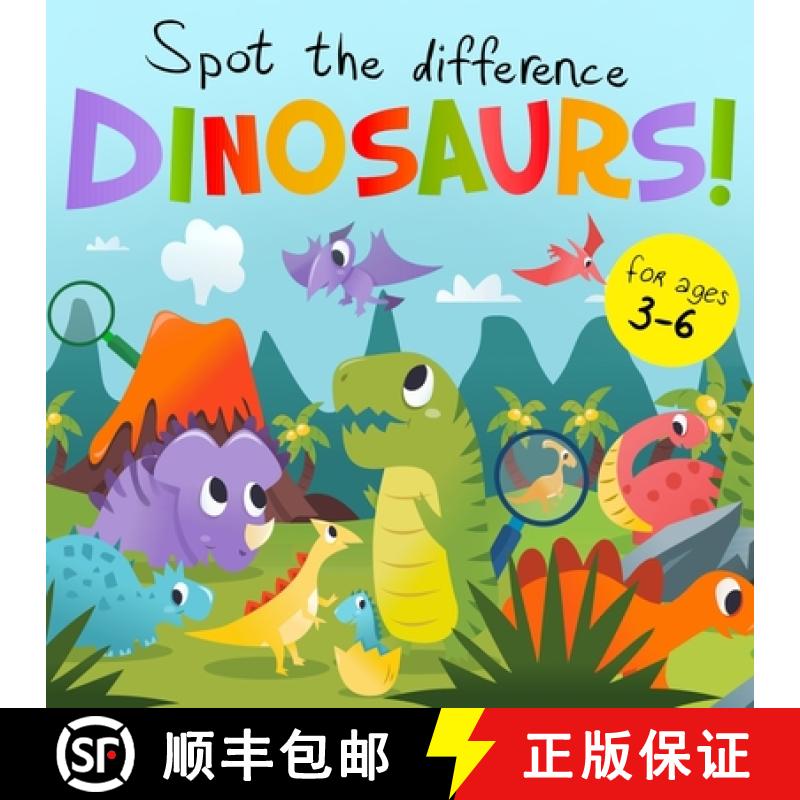 【2-3周达】Spot The Difference - Dinosaurs!: A Fun Search and Solve Book for 3-6 Year Olds [9781914047084]