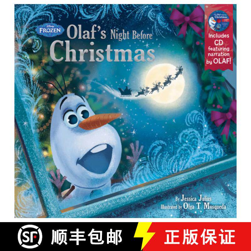 【3-4周达】Frozen Olaf's Night Before Christmas Book & CD [9781484724682]