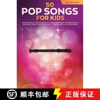 【3-4周达】50 Pop Songs for Kids Recorder Sheet Music Songbook Easy Songs for Young Players Includes ... [9781705107461]