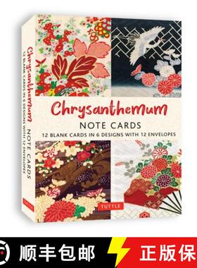 【3-4周达】Chrysanthemums, 12 Note Cards: 12 Blank Cards in 6 Lovely Designs (2 Each) with 12 Pattern... [9780804857765]