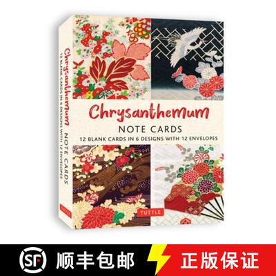 【3-4周达】Chrysanthemums, 12 Note Cards: 12 Blank Cards in 6 Lovely Designs (2 Each) with 12 Pattern... [9780804857765]