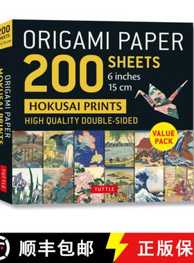 【3-4周达】Origami Paper 200 sheets Hokusai Prints 6 (15 cm): Tuttle Origami Paper: Double-Sided Orig... [9780804854894]