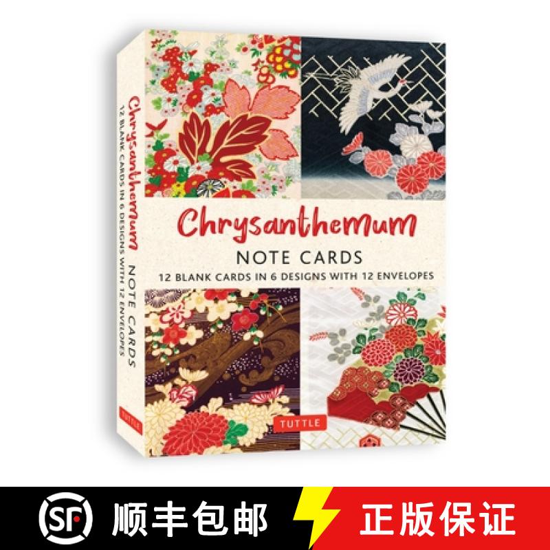 【3-4周达】Chrysanthemums, 12 Note Cards: 12 Blank Cards in 6 Lovely Designs (2 Each) with 12 Pattern... [9780804857765]