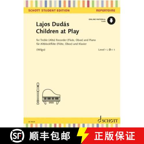 【3-4周达】Dudas: Children at Play for Alto Recorder (or Flute or Oboe) and Piano Book with Audio Online [9783795731151]