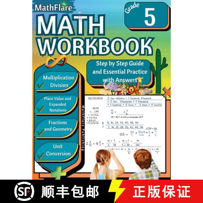 预订 MathFlare - Math Workbook 5th Grade: Math Workbook Grade 5: Multiplication and Division, Fractio... [9798869303011]