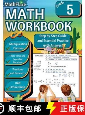 预订 MathFlare - Math Workbook 5th Grade: Math Workbook Grade 5: Multiplication and Division, Fractio... [9798869303011]