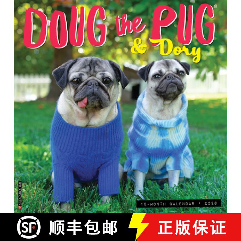 【3-4周达】Doug the Pug & Dory 2026 12 X 12 Wall Calendar [9781549251016]