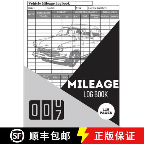 【3-4周达】Mileage Log Book: A Complete Mileage Record Book, Daily Mileage for Taxes, Car & Vehicle T... [9783986543358]