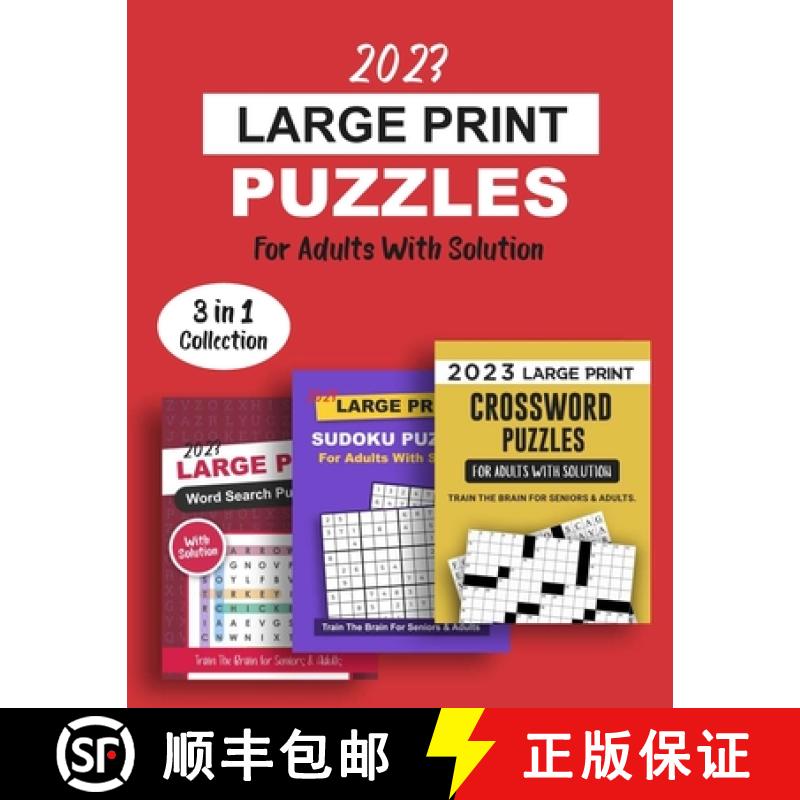 【3-4周达】2023 Large Print Puzzles For Adults With Solution: 3 Books In 1 Train The Brain Series Inc... [9781778155789]