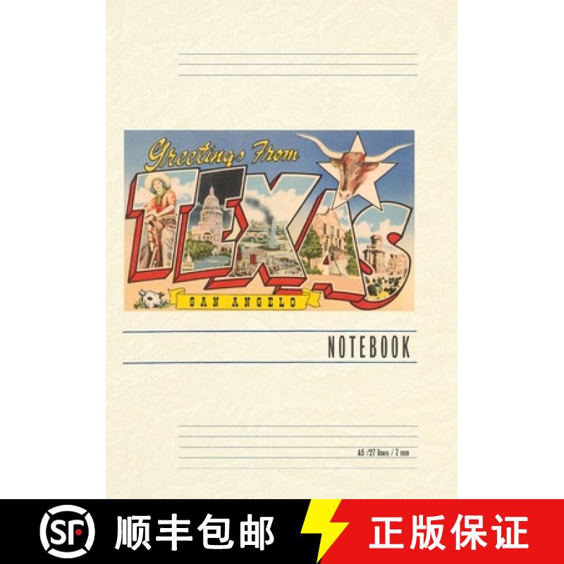 【3-4周达】Vintage Lined Notebook Greetings from San Angelo, Texas [9798385451210]