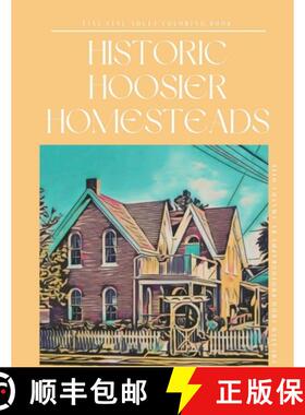 【3-4周达】Historic Hoosier Homesteads Fineline Coloring Book [9781963369144]