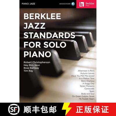 【3-4周达】Berklee Jazz Standards for Solo Piano Book with Online Audio 12 Jazz Arrangements Play Aut... [9780876391761]
