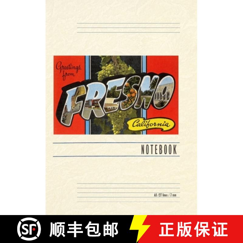 预订 Vintage Lined Notebook Greetings from Fresno, California [9798385402403]
