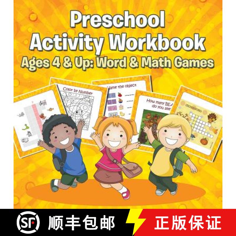 【3-4周达】Preschool Activity Workbook Ages 4 & Up: Word & Math Games [9781681855523]