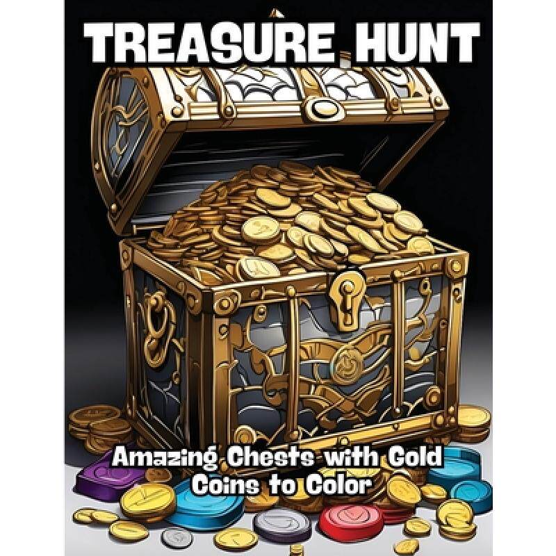 【4周达】treasure hunt: amazing chests with gold coins to color