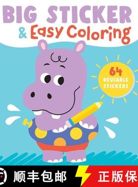 预订 Big Sticker & Easy Coloring (Hippo): 64 Reusable Stickers [9789465054056]