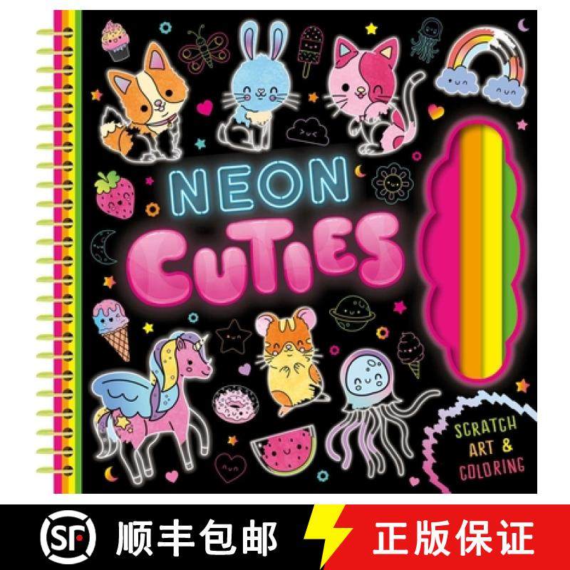 预订 Neon Cuties: Scratch Art & Coloring [9781837955459]