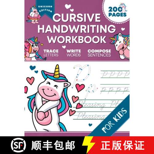 【3-4周达】Cursive Handwriting Workbook for Kids: Unicorn Edition, A Fun and Engaging Cursive Writing... [9798985122152]