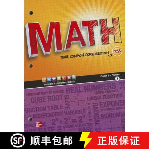 【3-4周达】Glencoe Math, Course 3, Student Edition, Volume 1 [9780076615308]