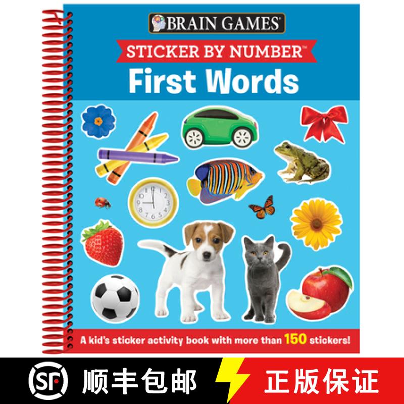 【3-4周达】Brain Games - Sticker by Number: First Words (for Kids Ages 3-6): A Kid's Sticker Activity... [9781645584483]