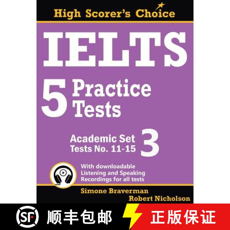 【3-4周达】IELTS 5 Practice Tests, Academic Set 3: Tests No. 11-15 [9780648000020]图片