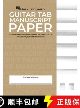 预订 Guitar Tablature Manuscript Paper Standard Edition 64 Pages for Music Notation and Chord Diagrams [9780793545988]