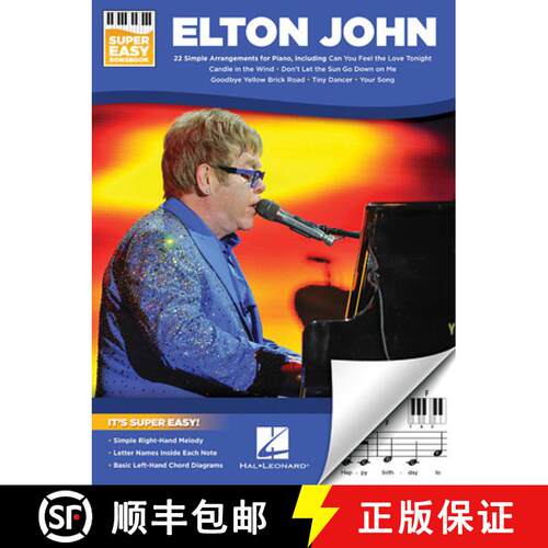 【3-4周达】Elton John Super Easy Songbook 22 Simplified Piano Arrangements Includes Your Song Candle ... [9781540059468]