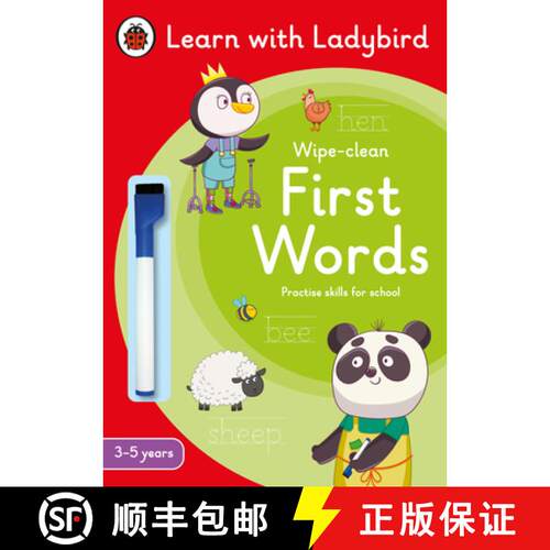 【3-4周达】First Words: A Learn with Ladybird Wipe-Clean Activity Book 3-5 years : Ideal for home lea... [9780241515594]