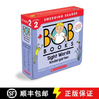 【3-4周达】Bob Books - Sight Words Kindergarten Box Set Decodable Phonics Books, Ages 4 and Up, Kinde... [9780545019231]