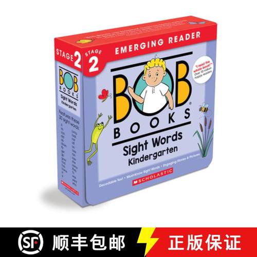预订 Bob Books - Sight Words Kindergarten Box Set Decodable Phonics Books, Ages 4 and Up, Kindergarte... [9780545019231]
