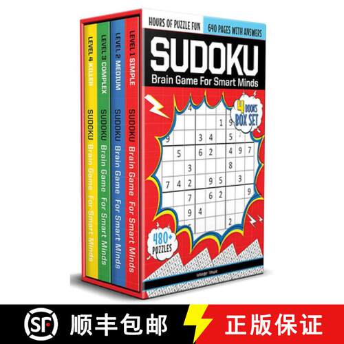 【3-4周达】Sudoku - Brain Games for Smart Minds Box Set of 4 Books: Brain Booster Puzzles for Kids, 4... [9789354403927]