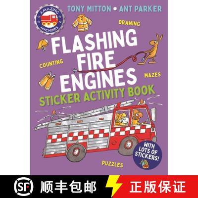 现货 Amazing Machines Flashing Fire Engines Sticker Activity Book [9780753480465]