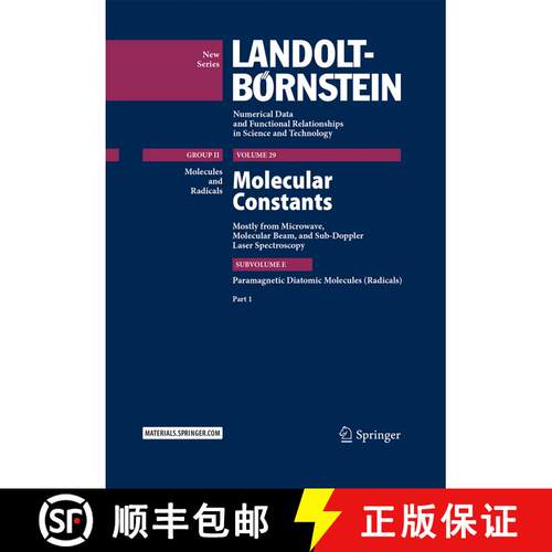 【3-4周达】精装 Molecular Constants Mostly from Microwave, Molecular Beam, and Sub-Doppler Laser Spec... [9783662491973]