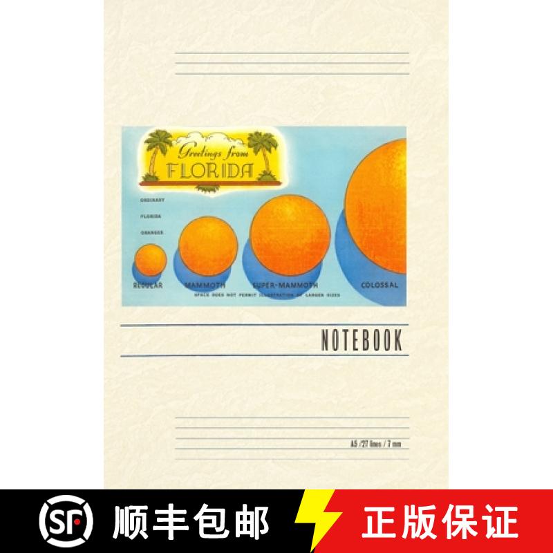 预订 Vintage Lined Notebook Greetings from Florida, Orange Sizing [9798385410804]