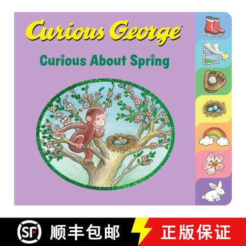 【3-4周达】Curious George Curious About Spring (Tabbed Board Book) [9780358086918]