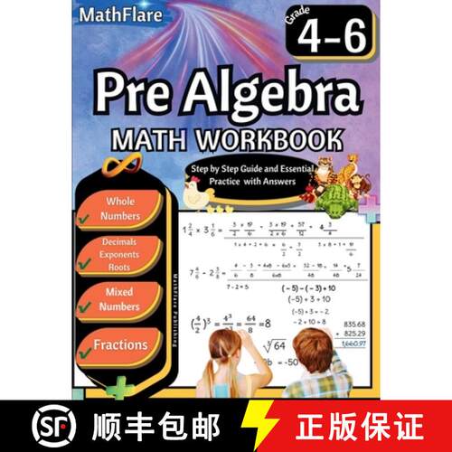 【3-4周达】Pre Algebra Workbook 4th to 6th Grade: Pre Algebra Workbook 4-6, Whole Numbers, Fractions,... [9798869374141]