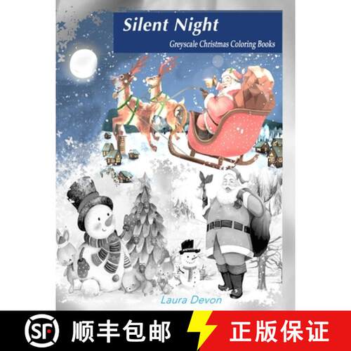 【3-4周达】Greyscale Christmas Coloring Books [9784215383615]