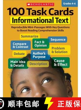 预订 100 Task Cards: Informational Text: Reproducible Mini-Passages with Key Questions to Boost Readi... [9781338112993]