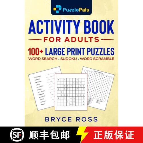【3-4周达】精装 Activity Book for Adults: 100+ Large Print Sudoku, Word Search, and Word Scramble Puz... [9781990100253]
