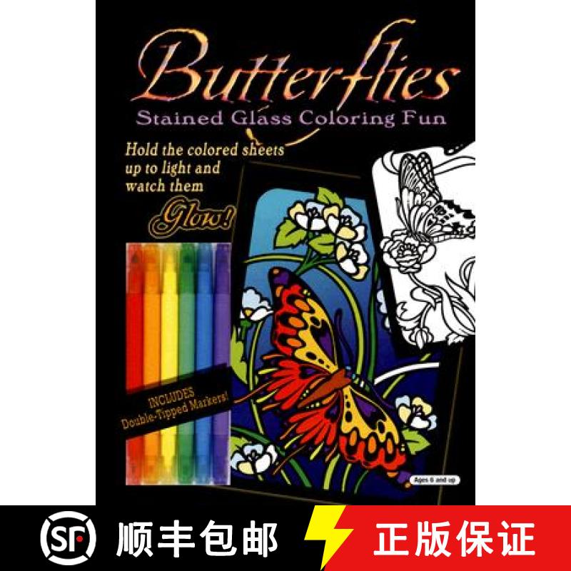 预订 Butterflies Stained Glass Coloring Fun [With 16 Butterfly IllustrationsWith Double Tipped Markers] [9780486463643]图片