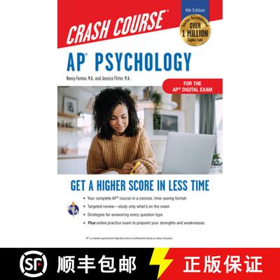 【3-4周达】AP Psychology Crash Course, Book + Online: Get a Higher Score in Less Time [9780738612850]