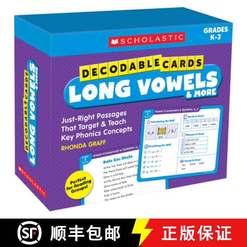 【3-4周达】精装 Decodable Cards: Long Vowels & More: Just-Right Passages That Target & Teach Key Phon... [9781338614312]