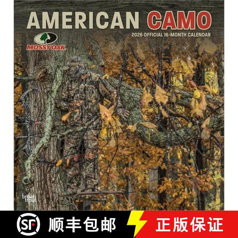 【3-4周达】Mossy Oak American Camo Official 2026 12 X 24 Inch (Hanging) Monthly Square Wall Calendar ... [9798330707751]