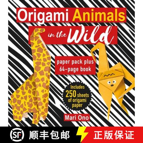 【3-4周达】Origami Animals in the Wild : Paper block plus 64-page book [9781800650596]
